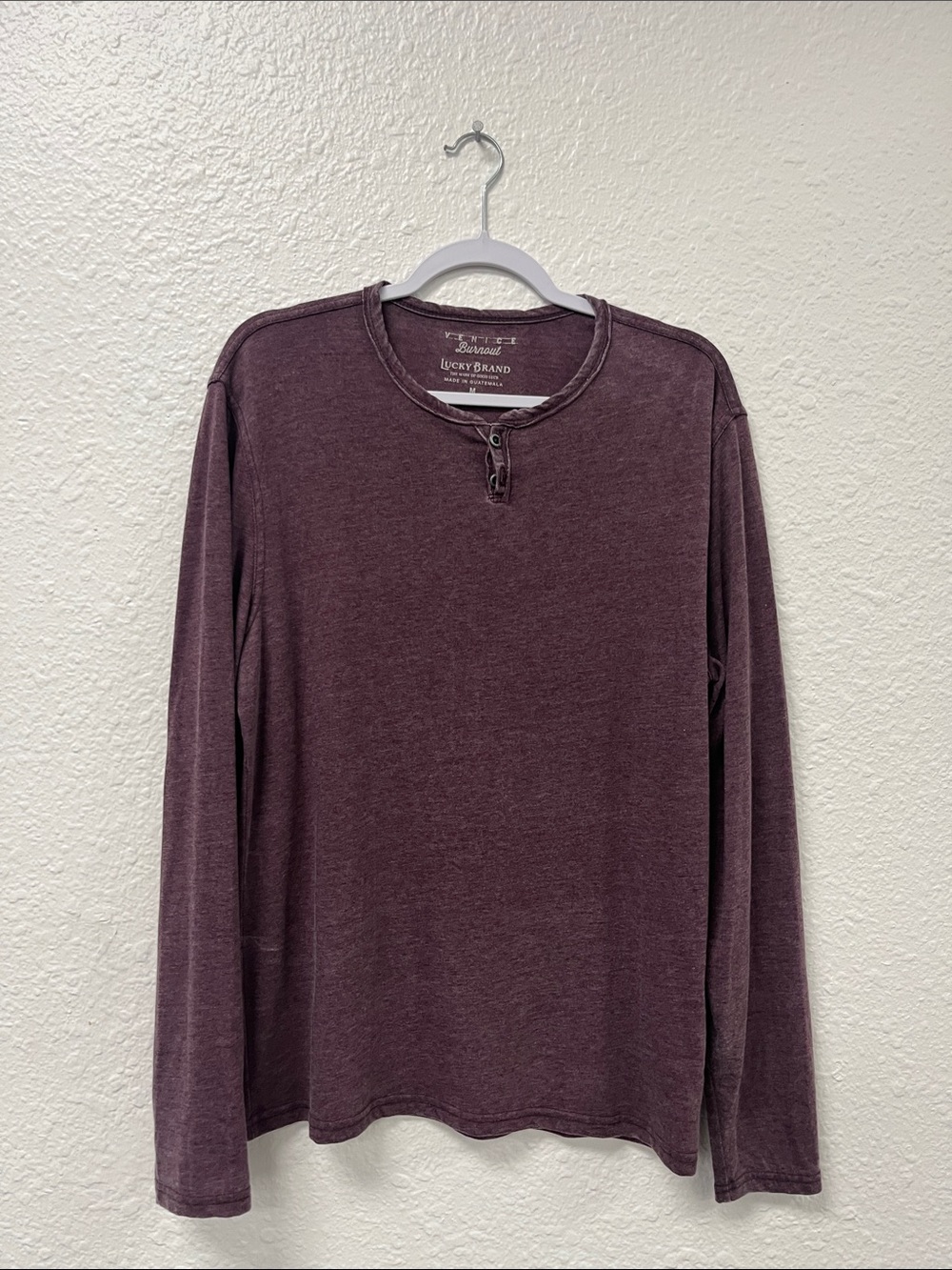 Lucky Brand Men's Long-Sleeve Henley in Deep Plum #1043